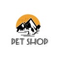 Pet Shop Vector professional logo with cat, dog, bird and mountain siluet, suitable for any business or personal identity related Royalty Free Stock Photo