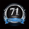 Logo celebrating 71st years anniversary with silver ring and blue ribbon