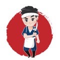 Logo character japan chef with knife.