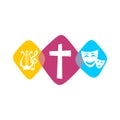 Logo of Christian creativity. Theater-musical performances and evangelization