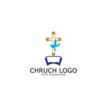 logo church.christian symbol,the bible and the cross of jesus christ-vector