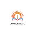 logo church.christian symbol,the bible and the cross of jesus christ-vector Royalty Free Stock Photo