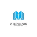 logo church.christian symbol,the bible and the cross of jesus christ-vector