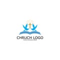 logo church.christian symbol,the bible and the cross of jesus christ-vector