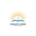 logo church.christian symbol,the bible and the cross of jesus christ-vector Royalty Free Stock Photo