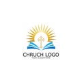 logo church.christian symbol,the bible and the cross of jesus christ-vector