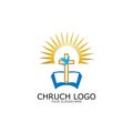 logo church.christian symbol,the bible and the cross of jesus christ-vector