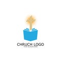 logo church.christian symbol,the bible and the cross of jesus christ-vector