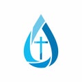 Logo church. Christian symbols. A drop. Jesus - the source of living water