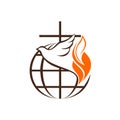 Logo of the church and ministry. The globe, the cross of Jesus Christ and the dove are a symbol of the Holy Spirit. Royalty Free Stock Photo