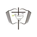 Logo of the church. The open bible, the cross of Jesus Christ and the dove Royalty Free Stock Photo