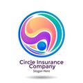 Logo Circle insurance Vector abstract material design style. Graphic for sign or symbol for company business Royalty Free Stock Photo