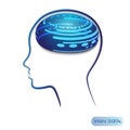 Logo Circuit digital board computer style brain vector technology blue background