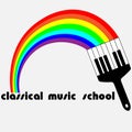 Logo of classical music from the rainbow and piano keys Royalty Free Stock Photo