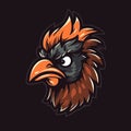 A logo of a cockerel head, designed in esports illustration style Royalty Free Stock Photo