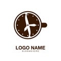 Logo coffee clock flat modern design