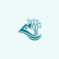 logo of a comfortable house and a big tree Royalty Free Stock Photo
