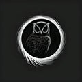 Logo concept - black and white owl in a circle Royalty Free Stock Photo