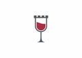 Wine glass-shaped castle logo Royalty Free Stock Photo