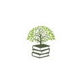 Logo Concept For Tree and Book, Education Tree Logo Design Template isolated on white background Royalty Free Stock Photo