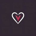 Logo concept white heart with red center, dark background. Heart as a symbol of affection and Royalty Free Stock Photo