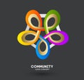 Logo connecting people. Logo design company vector. Abstract modern icon shape idea. Web business concept. Royalty Free Stock Photo