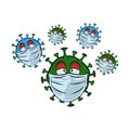 Stop Virus. corona virus monster vector logo. Character design. Corona Virus. Green head Virus.EPS 10