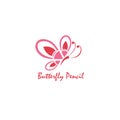 Logo creative pencil illustration butterfly design vector template Royalty Free Stock Photo