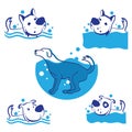 Logo Cute dogs swim Royalty Free Stock Photo