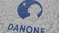 Logo of DANONE being made with puzzle pieces, editorial 3D rendering