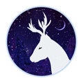 Logo of a deer on a background of a night forest