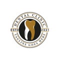 Retro Vintage Style for Dentist Logo Design. With teeth icons in gold, black and white colors. Premium and Luxury Logo