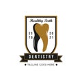 Retro Vintage Style for Dentist Logo Design. With teeth icons in gold, black and white colors. Premium and Luxury Logo