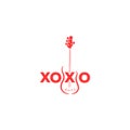 Logo design about bass guitar player with bass illustration in vector Royalty Free Stock Photo