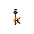 Logo design about bass guitar player with bass illustration in vector Royalty Free Stock Photo