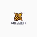 Grill and Bee logo template Logo design Bee combined with grill cute logo design emblem illustration logo template