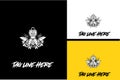 logo design of bee and flower vector black and white Royalty Free Stock Photo