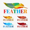 Logo design with bird feather. Abstract polygonal element Royalty Free Stock Photo