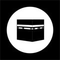 Logo design black and white vector illustration icon for web site kaaba in mecca saudi arabia religious sketch islamic symbol sign