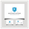 logo design concept dental shield and business card vector