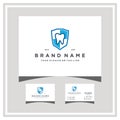 logo design concept dental shield and business card vector