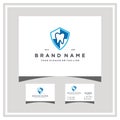 logo design concept dental shield and business card vector