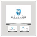 logo design concept dental shield and business card vector