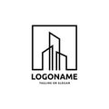 Logo design concept related to architect firm. Skyscraper building icon for property or real estate company Royalty Free Stock Photo