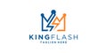 logo design crown and lightning, king, flash, voltage, logo design vector, icon, symbol, idea, creative Royalty Free Stock Photo