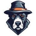 Logo design of dog in the hat. Vector illustration