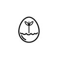 Logo design, of an egg with a sprout inside, simple line art. Royalty Free Stock Photo