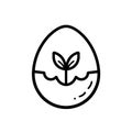 Logo design, of an egg with a sprout inside, simple line art. Royalty Free Stock Photo