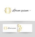 Logo design element with business card template. Floral monogram design template for company. Vector illustration. Royalty Free Stock Photo