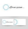 Logo design element with business card template. Floral monogram design template for company. Vector illustration. Royalty Free Stock Photo